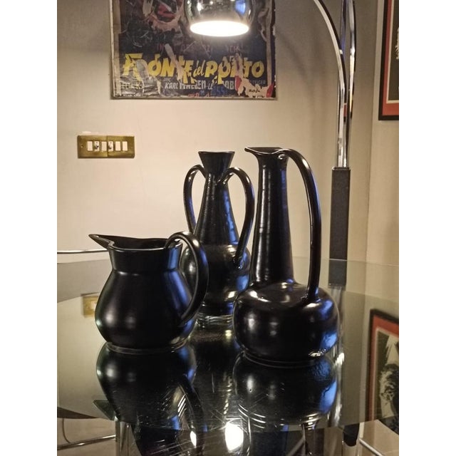 Black Bucchero Ceramic Vase by Gio Ponti for Costantino, Italy, 1997s For Sale - Image 9 of 11