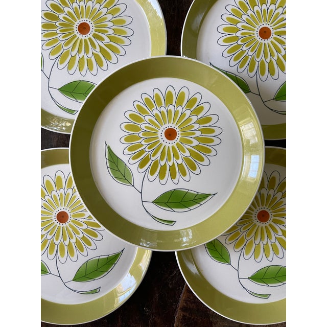 1960s Avocado Green Mikasa Plates in Duplex - Set of 5