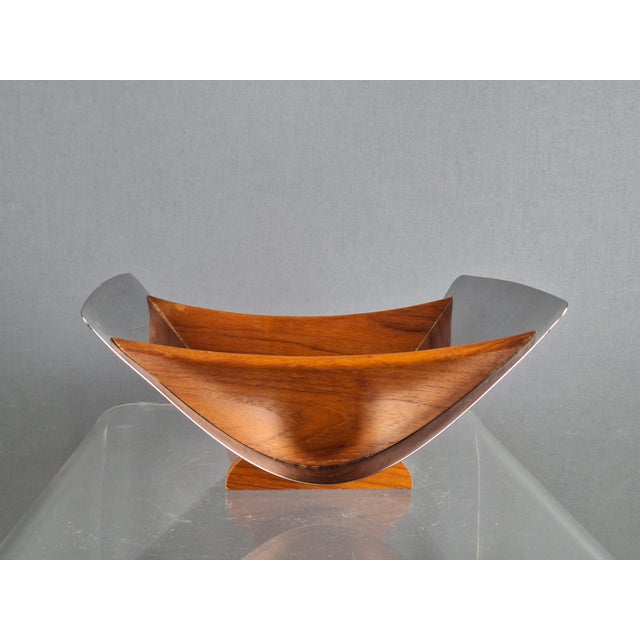 Kalmar Bowl Kalmar in Stainless Steel and Teak from Arthur Salm, 1960s For Sale - Image 4 of 7