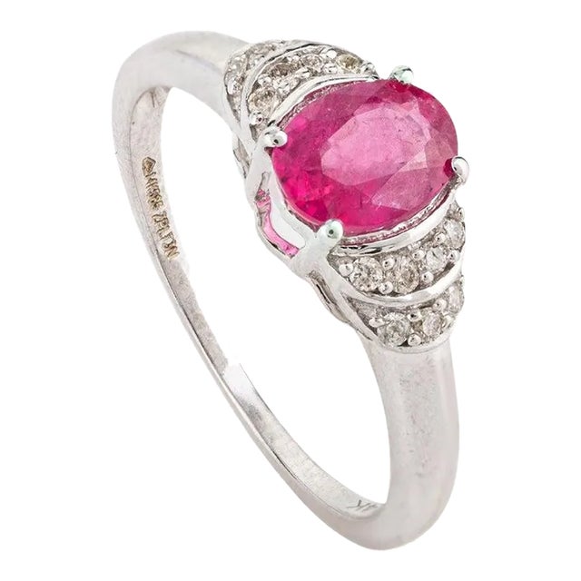 0.88 Cts Oval Cut Ruby and Diamond Statement Ring Size 7 (All Sizes Available) For Sale