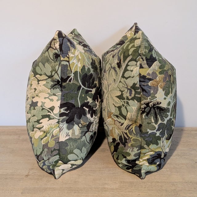 Schumacher Schumacher Verdure Tapestry Pillows in Peacock- Pair of 2 For Sale - Image 4 of 8