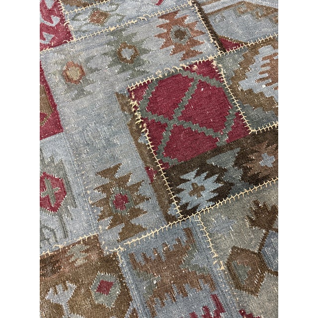 4ft × 5ft 11in Patchwork Stonewashed Kilim Rug For Sale - Image 10 of 12