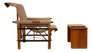 Set of Armchair with Pouf, 1980s