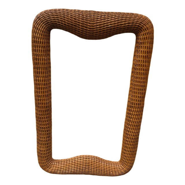 Mirror with Wicker Frame, 1970s For Sale