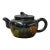 Oriental Zisha Clay Black Glaze Foo Dogs Lions Graphic Display Art Teapot For Sale