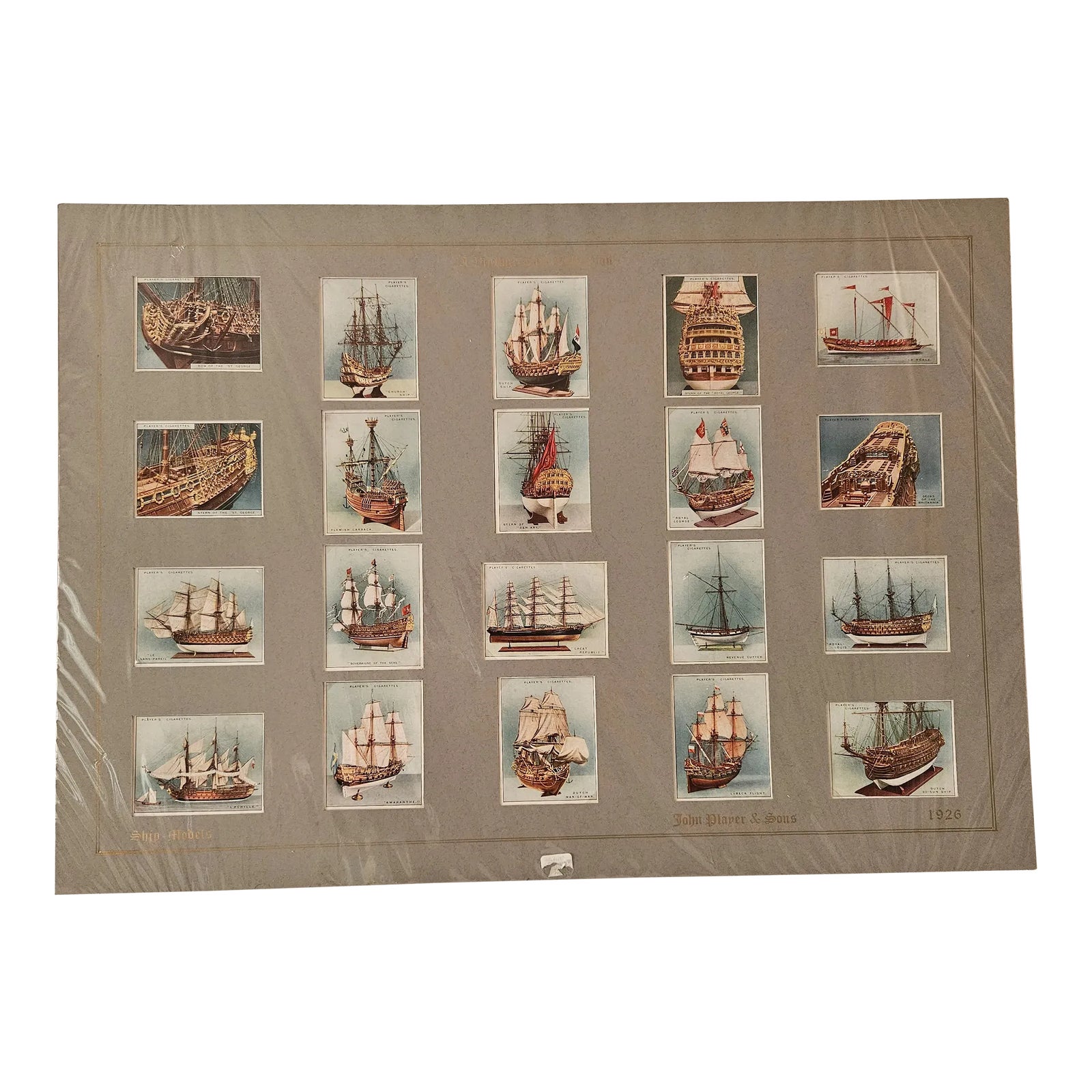 John Player & Sons 1926 Cigarette Tobacco Card Collection 20 Ship Models  Matted