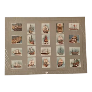John Player & Sons 1926 Cigarette Tobacco Card Collection 20 Ship Models Matted