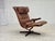 Scandinavian Swivel Armchair in Brown Furniture Leather, 1960s For Sale - Image 16 of 16