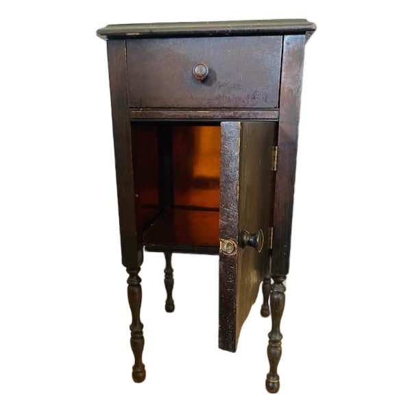 Handcrafted Copper Lined Wood Side Table W Pitcher Space For Sale