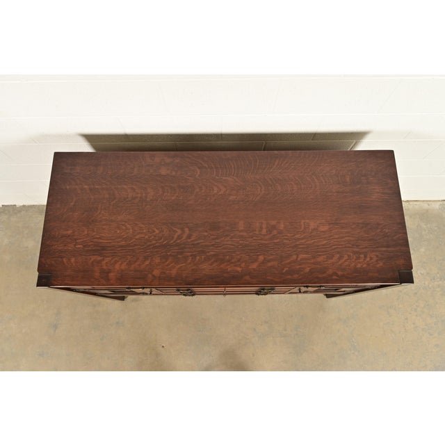 Stickley Brothers Antique Mission Oak Arts & Crafts Strap Hinge Sideboard, Circa 1910 For Sale - Image 12 of 16