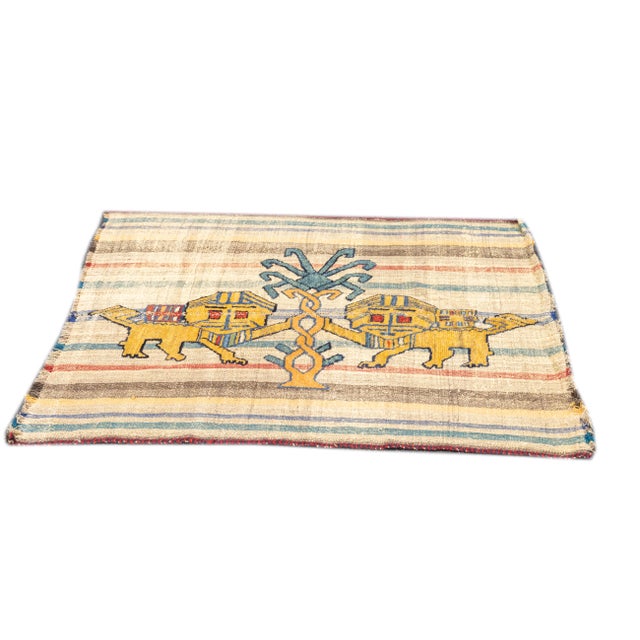 Antique Handwoven Gabbeh Palas Textile Art For Sale - Image 4 of 11