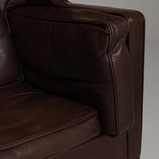 Mid-Century Modern 1970-1979 Denmark Deep Espresso Brown Two-Seat Leather Sofa For Sale - Image 3 of 11