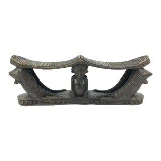 Early 20th Century Songye Double Headrest with Lizards For Sale