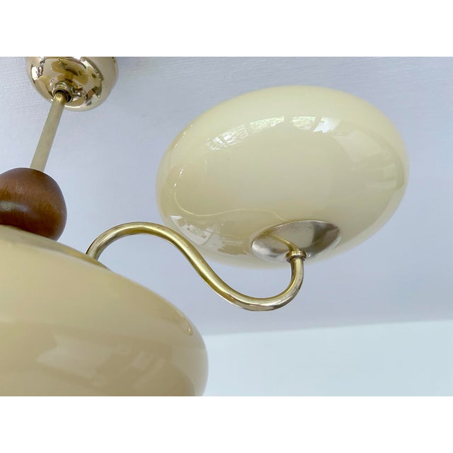 Metal Art Deco Pendant Light in Glass, 1930s For Sale - Image 7 of 18