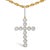 Contemporary 10K Yellow Gold 5/8 Cttw Miracle Set Round Diamond Circle Link Cross Men's Pendant Necklace For Sale - Image 3 of 4