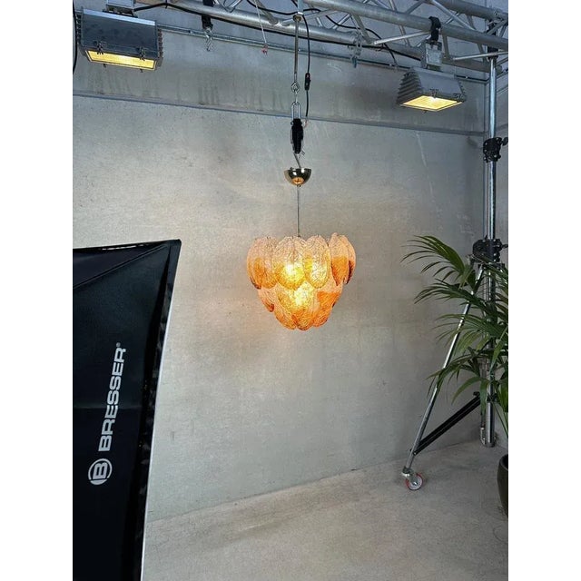 Vintage Murano Frozen Leaves Chandelier in Bicolor For Sale - Image 10 of 13
