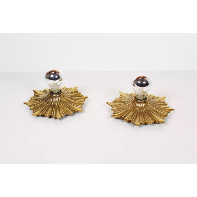 Metal Mid-Century Bronze Sunburst Wall Sconces, Germany, 1950s, Set of 2 For Sale - Image 7 of 10