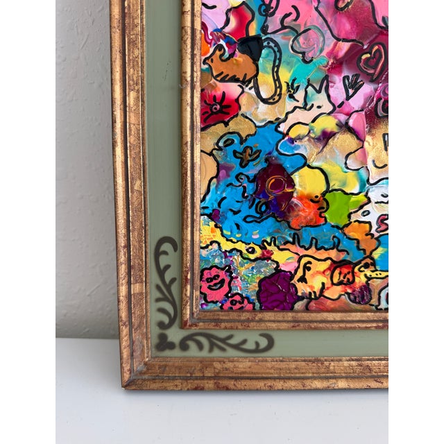 Serg Graff "Pets" Abstract Acrylic Painting Framed Outsider Art Coa For Sale - Image 4 of 8