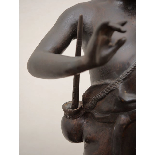 After Auguste Moreau, Statue Of A Boy with A Flute, Bronze For Sale - Image 6 of 11