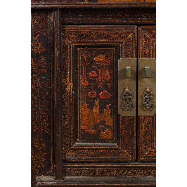 Wood 19th Century Chinese Qing Dynasty Period Bedside Cabinet with Original Lacquer For Sale - Image 7 of 13