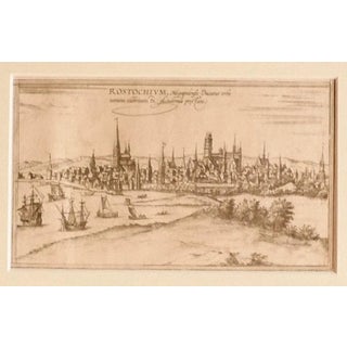Franz Hogenberg - View of Rostock - Original Etching - 16th Century For Sale