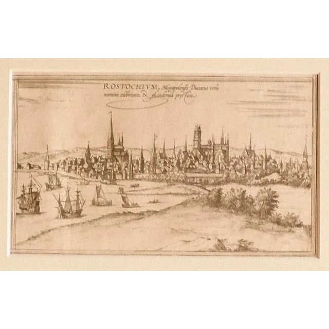 Franz Hogenberg - View of Rostock - Original Etching - 16th Century For Sale