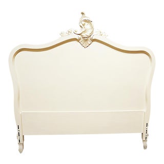 Antique French Country Loius-XV Style Painted Full Headboard For Sale