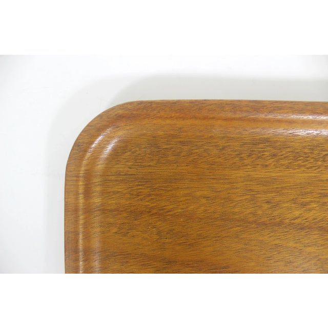 Vintage Bentwood Tray Swedish Molded Teak Wood Serving Small Bar Tray For Sale - Image 6 of 9