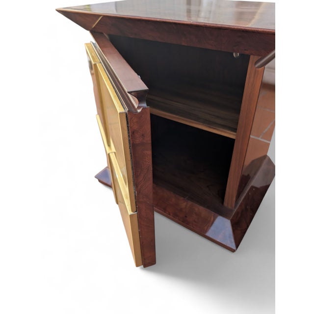 Chest of Drawers and Bedside Tables in Briar Root and Brass, 1970s, Set of 3 For Sale - Image 18 of 18