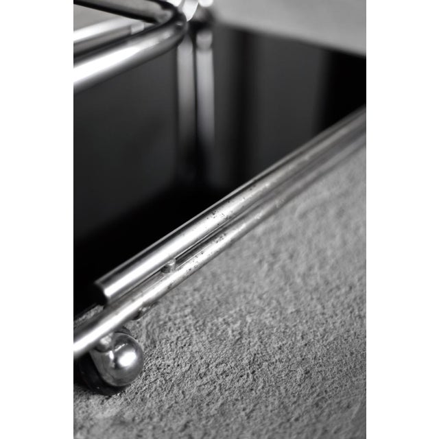 Vintage Mid-Century Modern German Bauhaus Chrome & Glass Serving Trolley, 1960s For Sale - Image 12 of 18