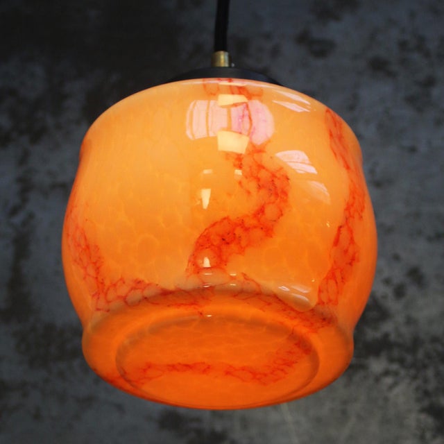 1920s French Art Deco Clichy Marble and Glass Pendant Lamp, 1920s For Sale - Image 5 of 6