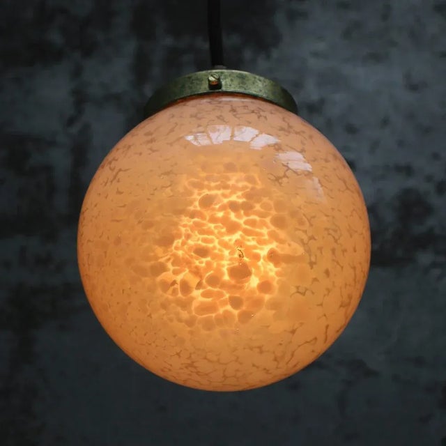 French Pink Glass Pendant Lamp For Sale - Image 6 of 7