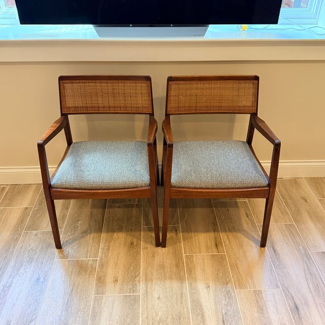 Pair Mid Century Walnut C140 “Playboy Chairs” by Jens Risom A restored pair of C140 chairs, designed by Jens Risom and...