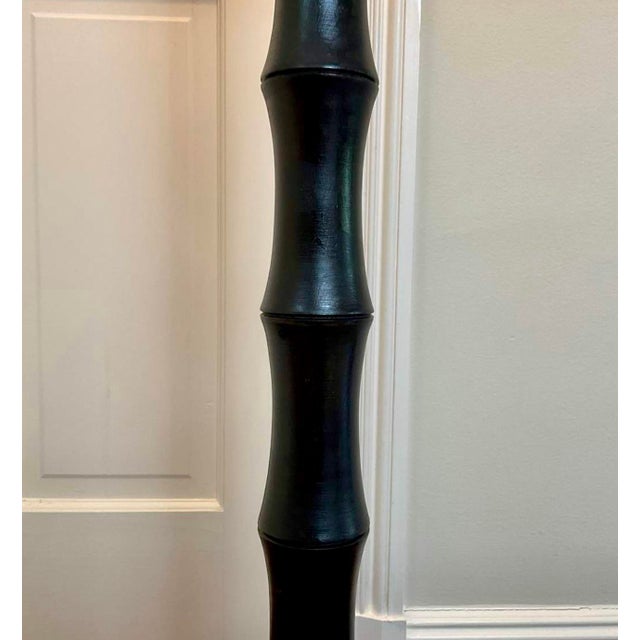 Vintage Wood Floor Lamp With Bamboo Form and Black Finish For Sale - Image 4 of 11