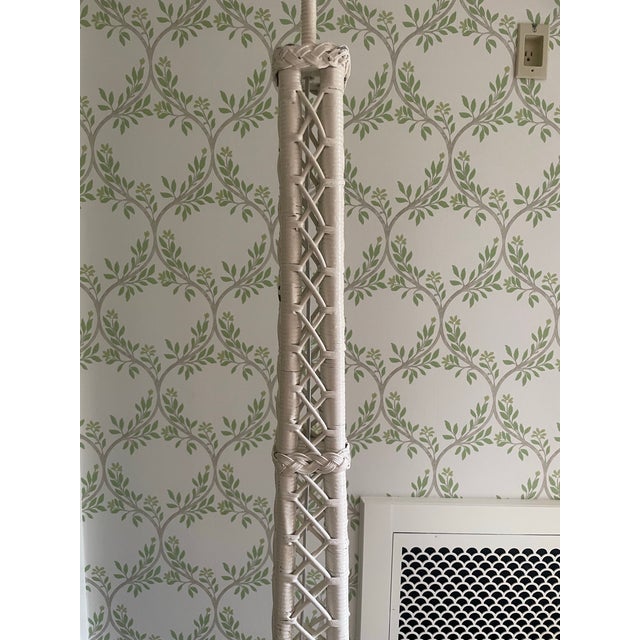 Victorian Antique Early 20th Century White Woven Wicker Sanding Lamp For Sale - Image 3 of 10