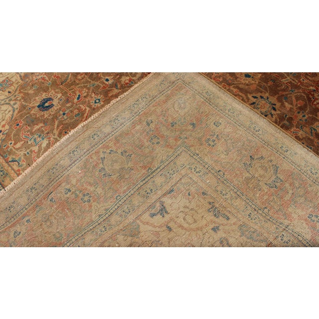 Camel 1950s Semi Antique Mahal Rug - 9′10″ × 12′10″ For Sale - Image 8 of 9