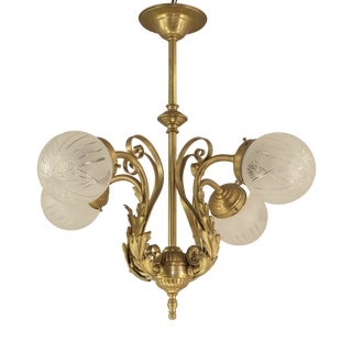 Viennese Baroque Chandelier with Hand-Cut Glass Shades, Austria, 1900s, 1890s For Sale