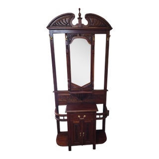 Late 20th Century Victorian Style Mahogany Hall Tree With Storage For Sale