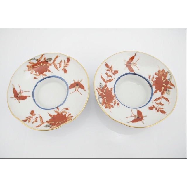 Japanese Imari Porcelain Butterfly & Flower Gold Lidded Tea Bowl Saucer Pair For Sale - Image 14 of 15