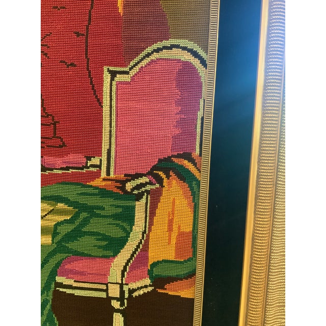 A gorgeous art piece showing a woman about to bath with her robe on a chair and taking off her slippers as she leans on a...