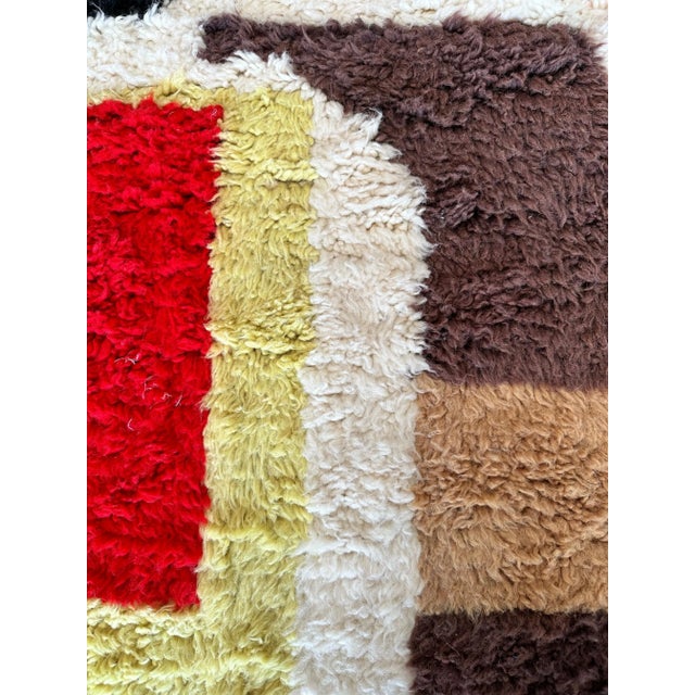 Moroccan Vintage Moroccan Rug by Berber Tribes of Morocco, Cream Color, Red, Blue, Gray For Sale - Image 3 of 11