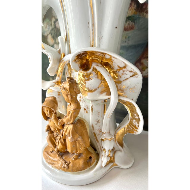 Huge Old Paris Antique Porcelain Figural Spill Vase For Sale - Image 11 of 13