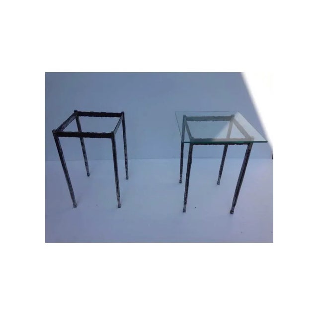 Pair of Brutalist Torch Cut Tall End Tables | Chairish
