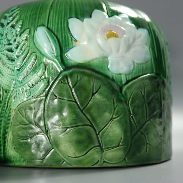 Holdcroft Majolica Pond Lily Cheese Dome and Stand For Sale - Image 12 of 15