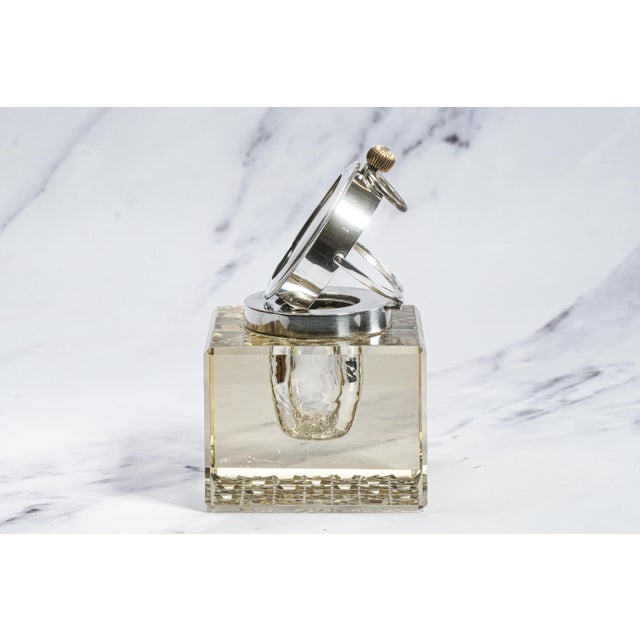 Impressive Large English Antique Crystal Sterling Silver Paperweight Desk Inkwell Goliath Clock For Sale In New York - Image 6 of 18