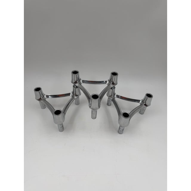 Mid-Century Modern Candleholders in Metal from Stoff Nagel, 1950s, Set of 3 For Sale - Image 9 of 14