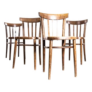 Tall Bentwood Dining Chairs by Ton, 1950s, Set of 4 For Sale