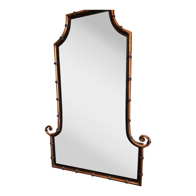 Late 20th Century Uttermost Faux Bamboo Wall Mirror | Hollywood Regency Chinoiserie Style For Sale