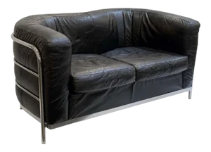 Paolo Lomazzi Italian Modern Sofa of Chrome and Black Leather