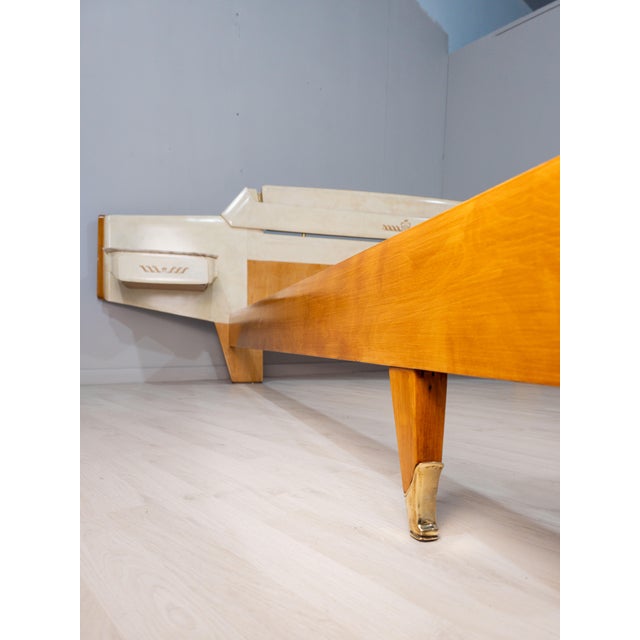 Mid-Century Italian Parchment Double Bed attributed to Giovanni Gariboldi, 1950s For Sale - Image 14 of 18